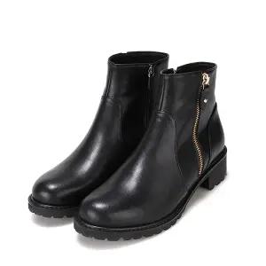 [BABARA]바바라 소가죽 여성앵클부츠 4.5cm_BBG801BK