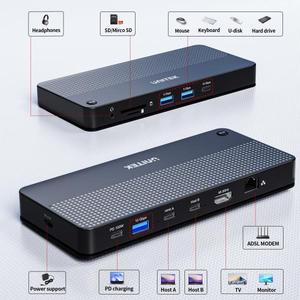 USB C 허브 KVM 스위치 HDMI 2 in 1 지원 HD 2 호스트 공유 1 모니터 키보드 마우스 세트 원 버튼 스위치