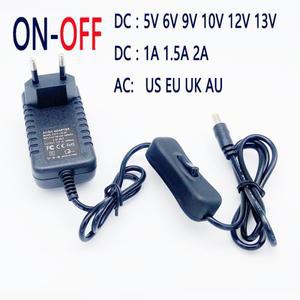 스위치 버튼이 있는 LED 전원 어댑터, DC 5V 6V 9 10V 12 13V 조정 공급 장치, AC 220V 스위칭 1A 1.5A 2A