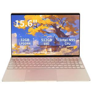 32GB DDR4 RAM 512GB SSD 쿼드코어 인텔 N95 C 최대 4GHz 듀얼 밴드 WiFi USB3 0x2 백라이트 키보드 지문 해제 로즈 골드 탑재된 KurieTim 15 6인치 노트북 컴퓨터