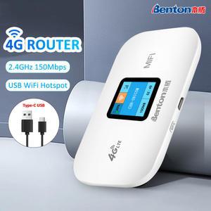 스마트책상이동형 Benton 잠금 해제 3G 4G MiFi 150Mbps 휴대용 WiFi 모바일 포켓 라우터 USB SIM 카드 LTE