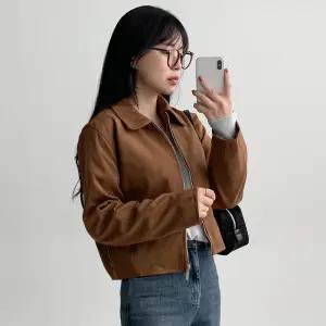 [에이와비] 심플스웨이드크롭자켓 -2color