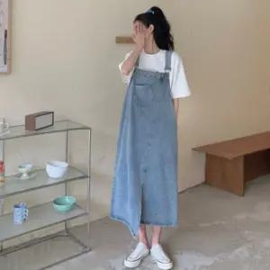 데님 멜빵 롱 원피스 청치마 오버롤 캐쥬얼원피스