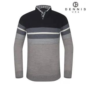 [DENNIS] 남성)모던 블록 하프집업 레이어드 니트셔츠_RAQFMSP101