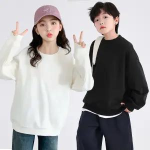 주니어 오버핏 무지 라운드넥 긴팔티 10대 봄 가을 데일리 여아 티셔츠 중학생 맨투맨