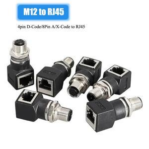 M12 to RJ45 어댑터 금도금 구리 4 핀 D-코드 8 AX-타입 코딩 수-암 컨버터 커넥터
