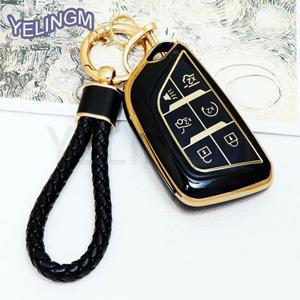 TPU 자동차 키 케이스 커버     6 버튼  캐딜락 에스컬레이드 원격 쉘  키체인 액세서리