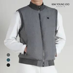 김영주스포츠 남성 골프조끼 집업 니트패딩 하프넥 다운 베스트 방한 KRMV5607