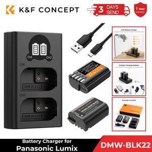 K&F Concept 2팩 DMW-BLK22 배터리 및 파나소닉 루믹스 DC-S5 카메라 비디오 LCD 화면이 포함된 듀얼 슬롯