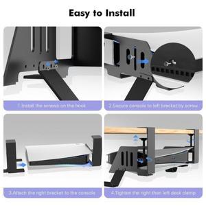PS5/PS5 슬림/PS5 프로용 책상 아래 장착, PS5 디스크 및 디지털 에디션 콘솔과 호환되는 수평 스탠드