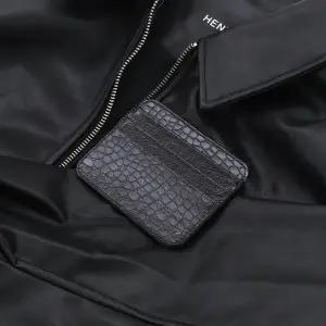 [벨가] 카드지갑 블랙 악어 무늬 가죽 심플 명함 지갑