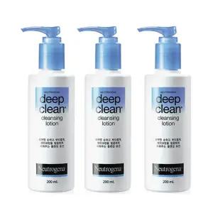 뉴트로지나 딥클린 클렌징 로션, 200ml, 3개 + 증정(아크네폼 10g)