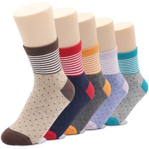 양말쟁이 국산 여성양말 칼라 중목 패션 삭스 땡돌 10켤레