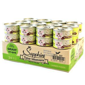 [제오라이트코리아]사파이어 그레이비 고양이캔 80g 24개입-참치알로에