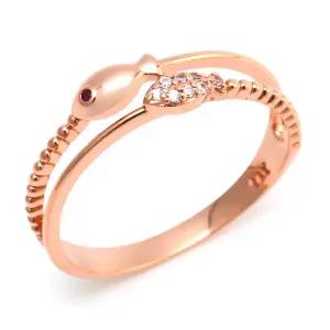 14K 두줄 루비 물고기 반지 SRS26934