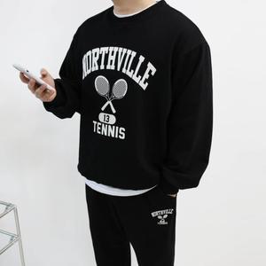 [엠클로] 남자 오버핏 헤비쭈리 테니스 레터링 프린팅 맨투맨티셔츠 남여공용 (4color)