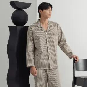 메이플라워 카키ST 긴팔 순면 남성 빅사이즈 잠옷 세트