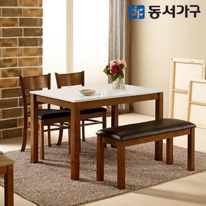[동서가구] H심플 고광택 하이그로시 4인용 식탁 테이블 세트 (의자 2EA+벤치 1EA) DF630990