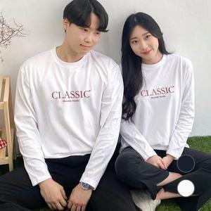 [험블] 클래식 남녀공용 심플 레터링 커플 가을긴팔티