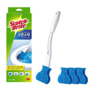 3M 스카치브라이트 크린스틱 세제가 들어있는 교체형 변기 수세미 (핸들1입_리필4입)