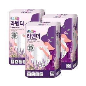 미소지움 라벤더 3겹 30M 30롤 x 3개 화장지 두루마리
