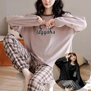 [긴팔+체크팬츠] 시보리 파자마 상하세트 빅사이즈 긴팔잠옷세트 4컬러 (44부터 100까지)