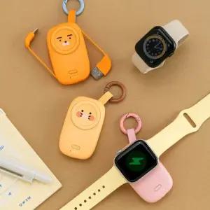 아트박스 더블유아이 카카오프렌즈 케이블형 애플워치 보조배터리 1200mAh