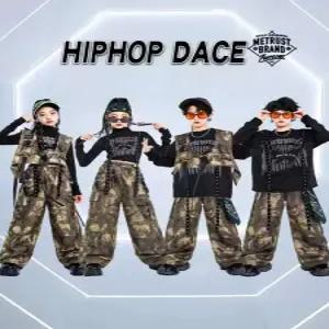 키즈 남녀 힙합 스트리트 댄서 방송 댄스복 밀리터리 공연 의상
