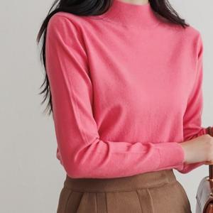 [디작소]여성 봄 가을 데일리 반목 베이직 니트 티