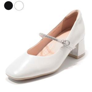 [갤러리아] 세라 여성 소가죽 스퀘어 메리제인 통굽 로퍼 펌프스 C24P002 아이보리 5CM