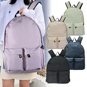 심플 무지 디자인 투 포켓 캐주얼 데일리 가방 백팩-WFG37T2