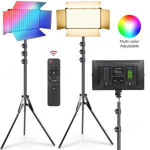 RGB LED 비디오 조명 키트 유튜브 사진 촬영용 78 인치 라이트 스탠드 8800mAh 배터리 3200-5600K