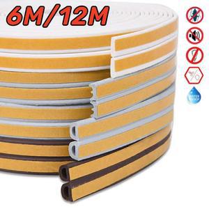 스트립도어 6M 12M 도어 스트립 DIEP 자체 접착 음향 씰링 테이프 절연 방풍 고무 Weatherstrip