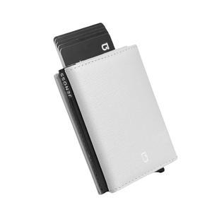 남성과 위한 제노스 스마트 지갑 그레인 가죽 수작업 슬라이드 메탈 팝업 케이스 슬림 RFID 차단 신용카드 홀더 미니멀리스트 컴팩트 12장 슬롯 정리함 ID 클립 그레이 블랙