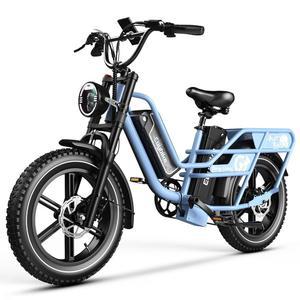 성인용 듀얼 배터리 전기 자전거 160마일 장거리 화물 48V 60AH 탈착식 2880WH 1450W 모터 34MPH 20인치 4인치 유압 브레이크