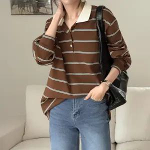러블트 루즈핏 스트라이프 카라 티셔츠 83836 빅사이즈 여성의류