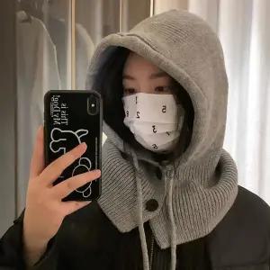 엔쥬 후드 니트 루즈핏 바라클라바 겨울 모자