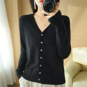 여성 데일리 니트 가디건 브이넥 기본 모던 LKG002