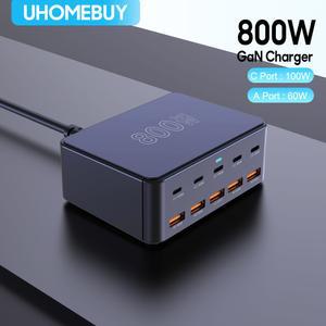 800W USB C GaN 충전기 100W PD3 0 PPS QC3 0 15 16 용 멀티 포트 고속 충전 스테이션 노트북 태블릿