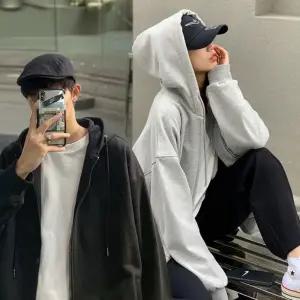 보너게인 남여공용 기모 오버핏 무지 후드집업 2color / 집업 가을잠바 학생잠바