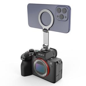 마그네틱 Magsafe 전화 홀더 마운트 접이식 금속 콜드 슈 IOS 안드로이드 DSLR 카메라 모니터 삼각대