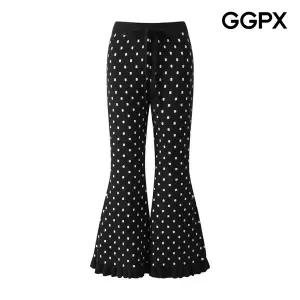 [GGPX] GPAPT005F 도트 짜임 프릴 부츠컷 니트 팬츠