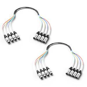 PRORECK 스네이크 케이블 4채널 차폐 오디오 XLR 암 전문 무대용 컬러 표시 커넥터 포함