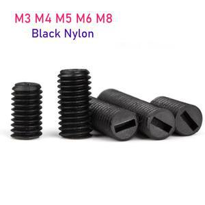 M3 M4 M5 M6 M8 검정색 나일론 슬롯형 그럽 볼트 플라스틱 절연 플랫 포인트 엔드 헤드 없음 헤드리스 고정