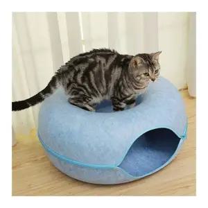 고양이 숨숨집 터널하우스 도넛모양 60cm 블루 놀이터 (WD860F3)