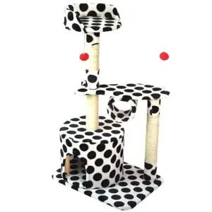 고양이 티티 블랙 도트 3단 캣타워 캣하우스 놀이기구 (WD88766)