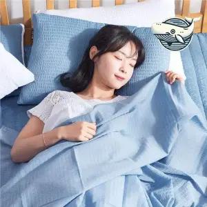 여름용 얇은 블루 홑이불 부드러운 면 리플이불 인견홑이불