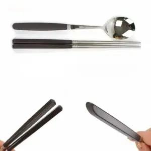 고급형 유광 진공 숟가락 수저 젓가락 4호 1세트 사각