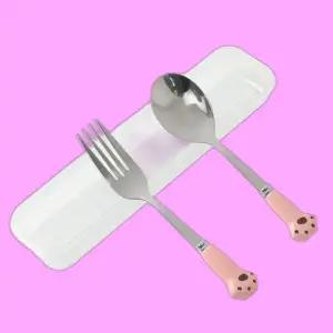 귀여운포크 숟가락 꾹꾹냥이 휴대용 세트 아이포크 동물포크