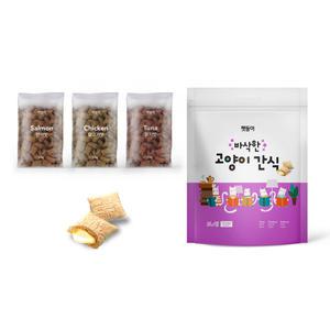 펫둥이 바삭한 고양이 간식 3가지맛 600g, 참치,연어,닭